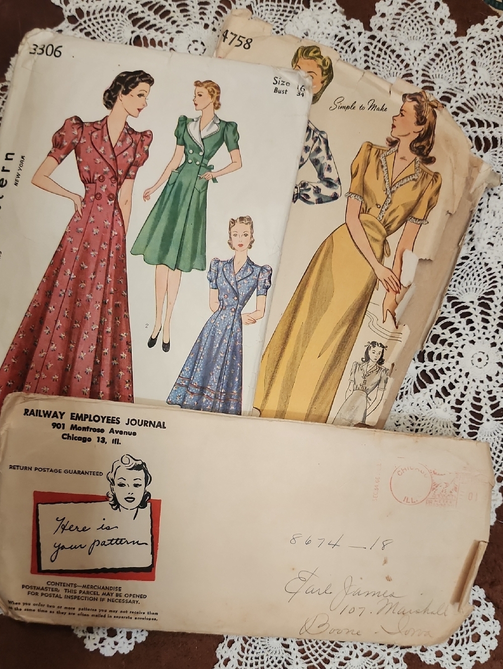 Pre WWII Women's Dress Sewing Patterns Bundle